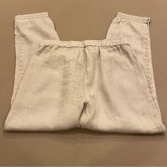 JW Los Angeles Linen Embroidered Joggers Size Small - Picture 8 of 13